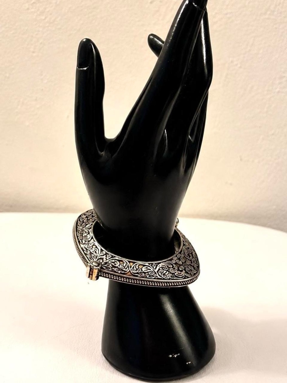 Intricate Silver-Tone Filigree Hinged Bracelet - Women's Silver Bracelet